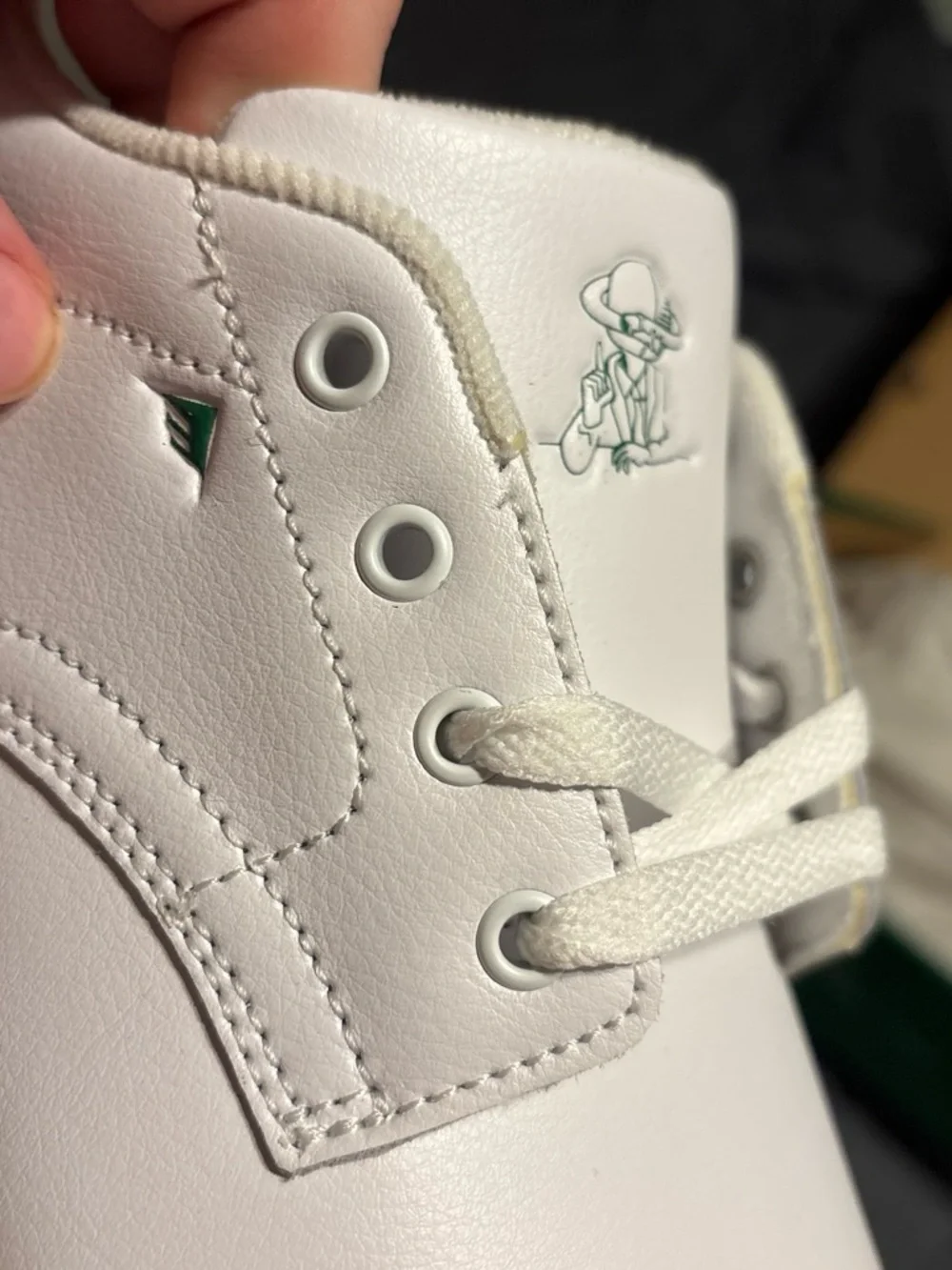 Emerica White And Green Low-Top Leather Sneakers